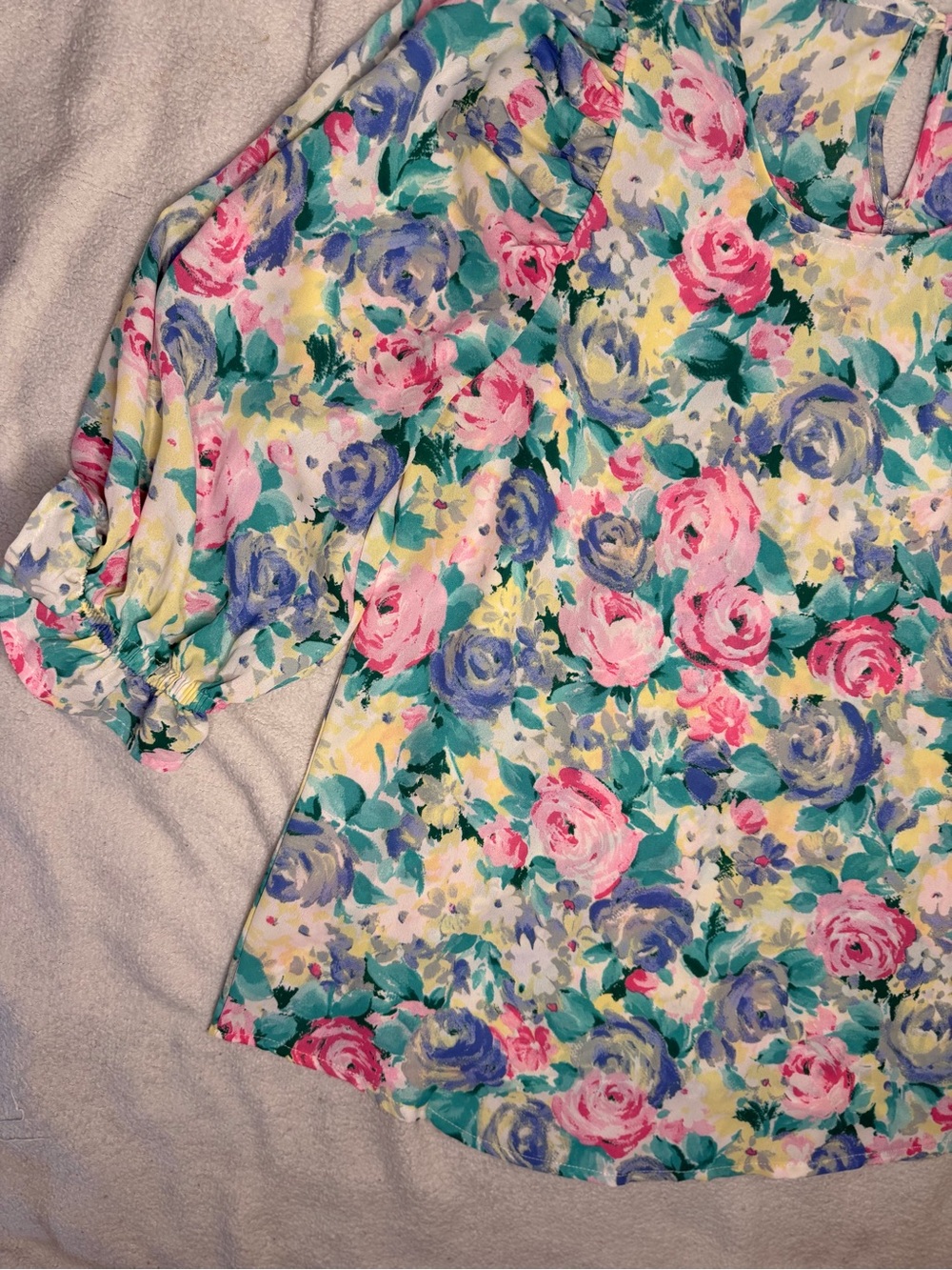 Andree Floral Blouse in Pink, Blue & Yellow - Picture 2 of 5